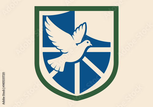 UN Peacekeeper with Blue Helmet, Olive Branch, and Peace Sign in Solid Color Vector Illustration for International Day of Peacekeeping, Representing Global Unity and Peace Efforts