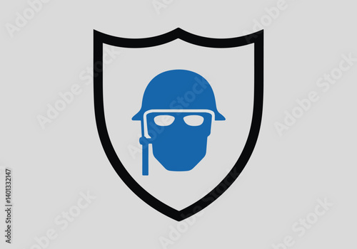 UN Peacekeeper with Blue Helmet, Olive Branch, and Peace Sign in Solid Color Vector Illustration for International Day of Peacekeeping, Representing Global Unity and Peace Efforts