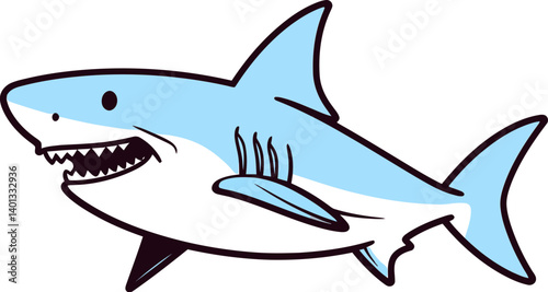 Shark in Transparent Water Shark with Scary Mouth Design