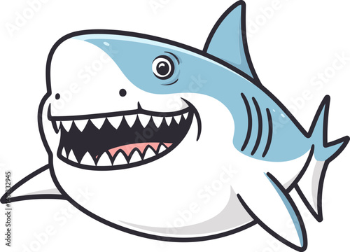 Shark with Gliding Fins and Tail Shark Illustration for Fishing Designs