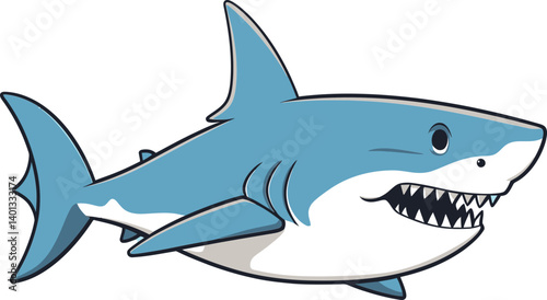 Shark with Teeth and Tail Shark Swimming in Coral Reef