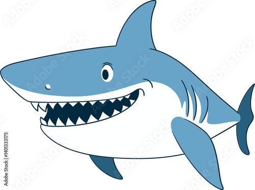 Shark Swimming in Clear Ocean Water Shark with Strong Tail Action
