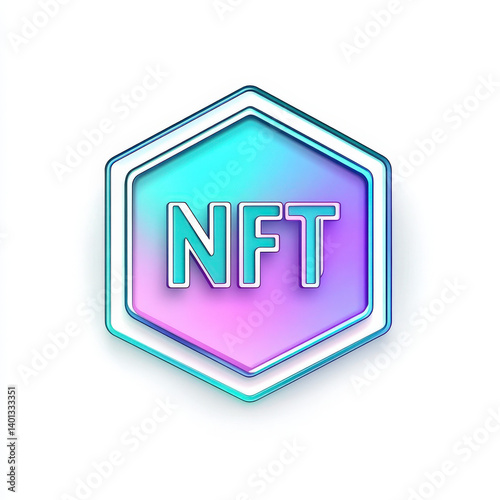 Modern NFT Icon in Hexagonal Shape with Gradient Colors  