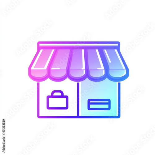 Modern shop illustration with colorful gradient design  