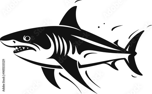 Shark in Ocean with Clear Fins Shark for Shark Week Designs