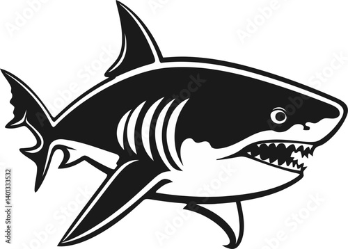 Shark Illustration for Coastal Education Shark with Bright and Bold Teeth