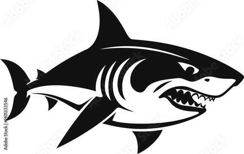 Shark Design with Tail in Motion Shark with Large Dorsal Fin Vector