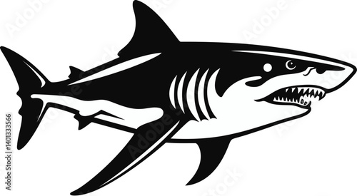 Shark Swimming with Waves Shark Design for T-shirt Printing