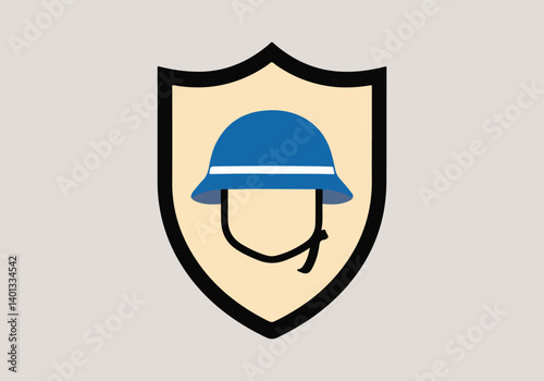 Solid Color Vector Illustration of United Nations Peacekeeper Holding Peace Sign, Olive Branch, and Dove, Commemorating International Day of Peacekeepers and Promoting Global Peace