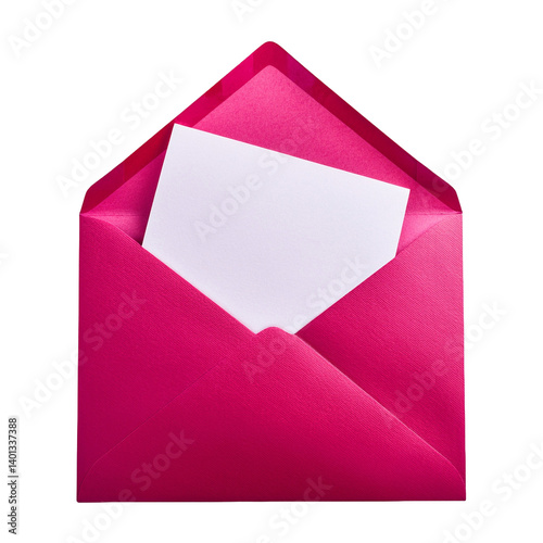 envelope with blank pink card Mock up on transparent background 