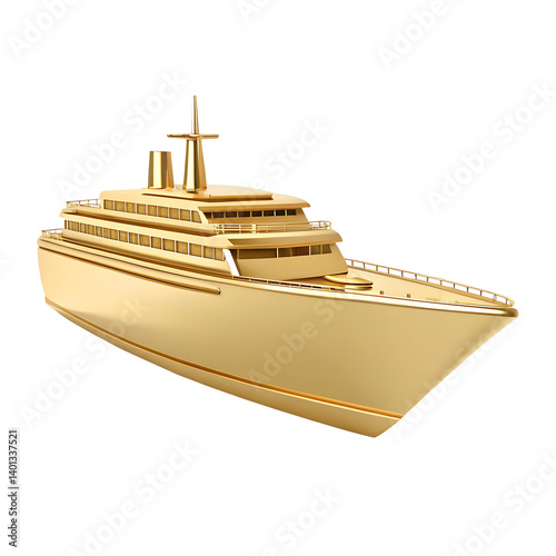 Luxurious golden yacht isolated transparent background a 3d render of a golden luxury motor yacht perfect for travel advertising wealth success and opulence