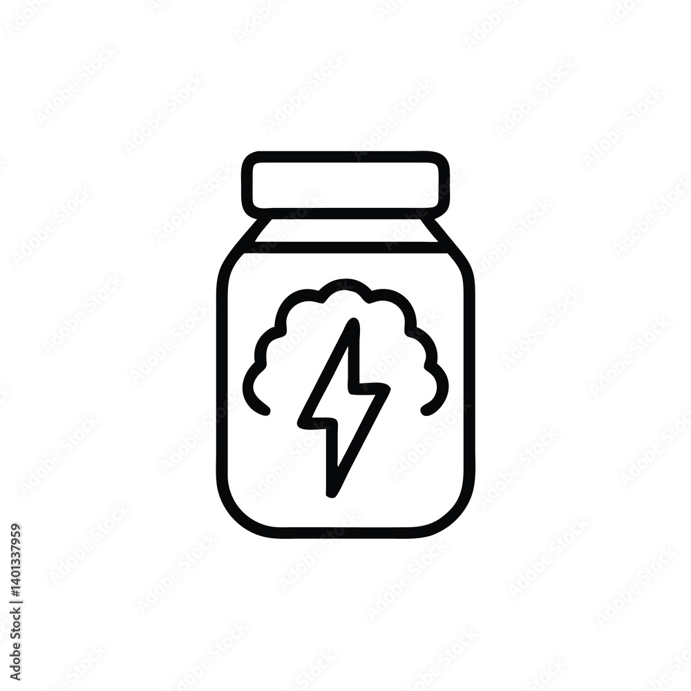 Creatine Supplement Jar Line Icon For Fitness And Bodybuilding Nutrition On White Background Creatine Supplement Jar Line Icon For Fitness And Bodybuilding Nutrition On White Background