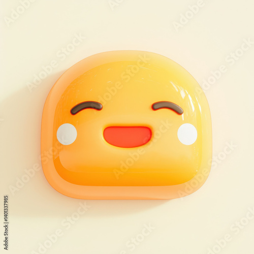 A cheerful yellow emoji with a smiling face against a soft background.