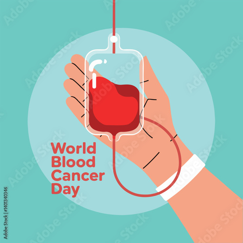 World Blood Cancer Day Awareness Vector Set | Blood Drop, Ribbon, Red Blood Cells, Medical Icons, Donation, Hope Typography, Abstract Cancer Cell, Support Symbol, Flat Minimal Design