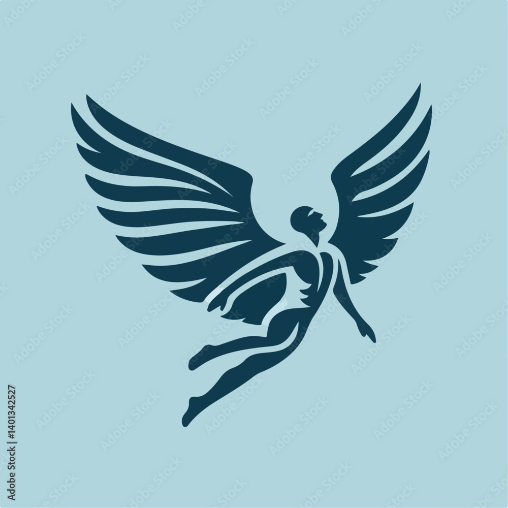 Naklejka premium vector illustration of man with wings logo