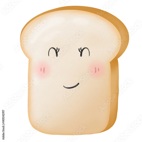 smiley face of bread cartoon.