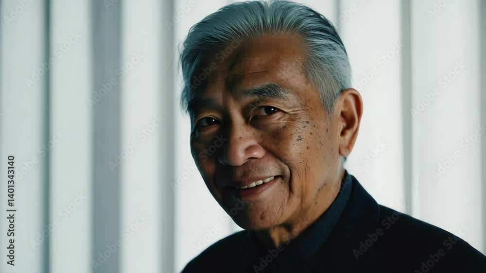 Close-up of a person's upper body wearing a black shirt, with focus on the clothing and facial expression.