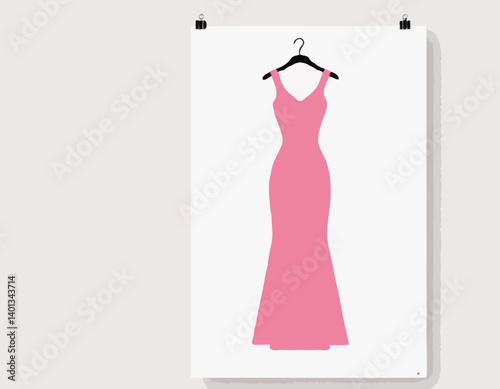 Plan vertical de la belle robe rose isolée sur fond blanc