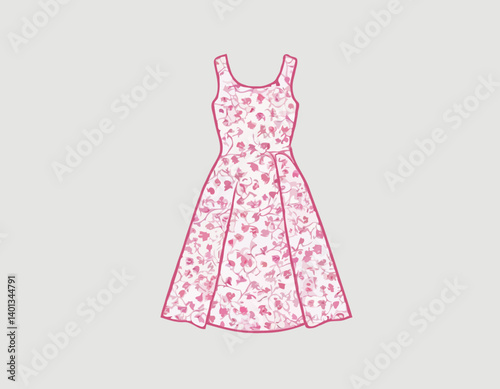 Plan vertical de la belle robe rose isolée sur fond blanc