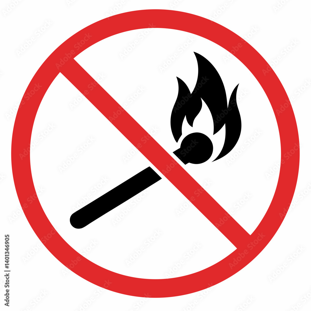 No matches sign featuring a lit matchstick with flames No matches sign featuring a lit matchstick with flames