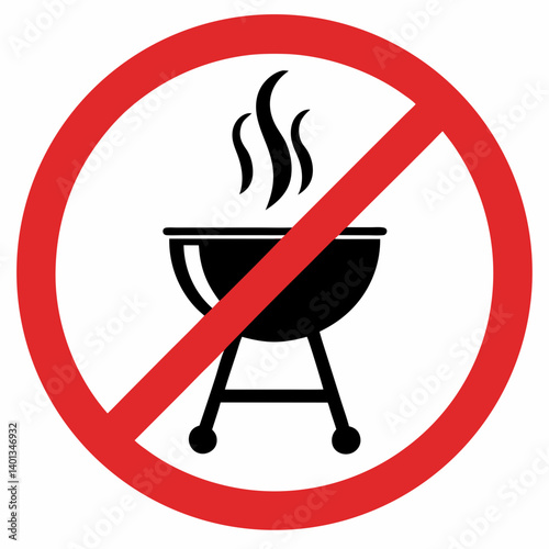 No grilling sign featuring a barbecue grill with smoke