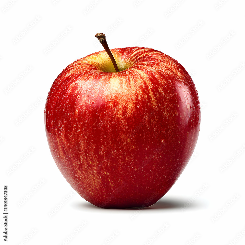 Fresh red apple with dew droplets capturing morning light, symbolizing health and vitality in a bright natural environment Fresh red apple with dew droplets capturing morning light, symbolizing health and vitality in a bright natural environment