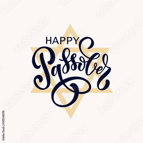 Happy Passover handwritten text isolated on white background. Modern brush calligraphy. Hand lettering typography, vector illustration for Jewish easter holiday as greeting card, poster, banner, logo