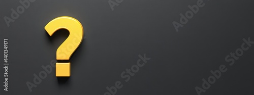 3D yellow question mark on a grey background, with copy space concept for multiple questions and the movement of an object or element Generative AI