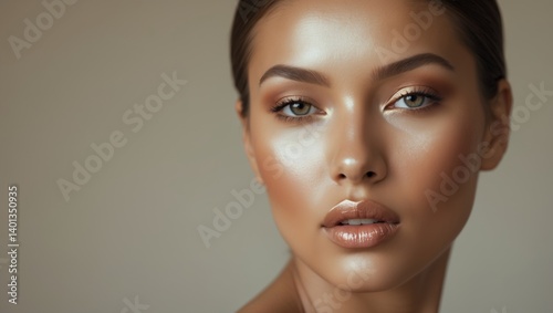 Wallpaper Mural Radiant Beauty: Stunning Woman with Golden Makeup Torontodigital.ca