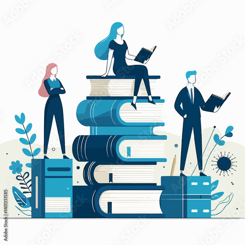 vector illustration of a person icon on a book