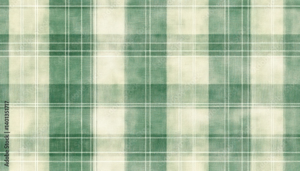 A repeating seamless pattern of green plaid fabric, with a subtle grid weave, evokes a sense of cozy cottage charm, ideal for backgrounds or rustic-themed designs. A repeating seamless pattern of green plaid fabric, with a subtle grid weave, evokes a sense of cozy cottage charm, ideal for backgrounds or rustic-themed designs.