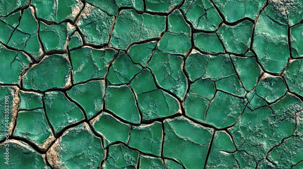Ancient Cracked Stone Structure with Green Gemstones