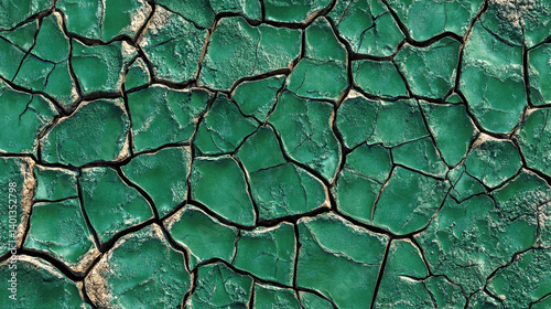 Obraz na płótnie Ancient Cracked Stone Structure with Green Gemstones w salonie