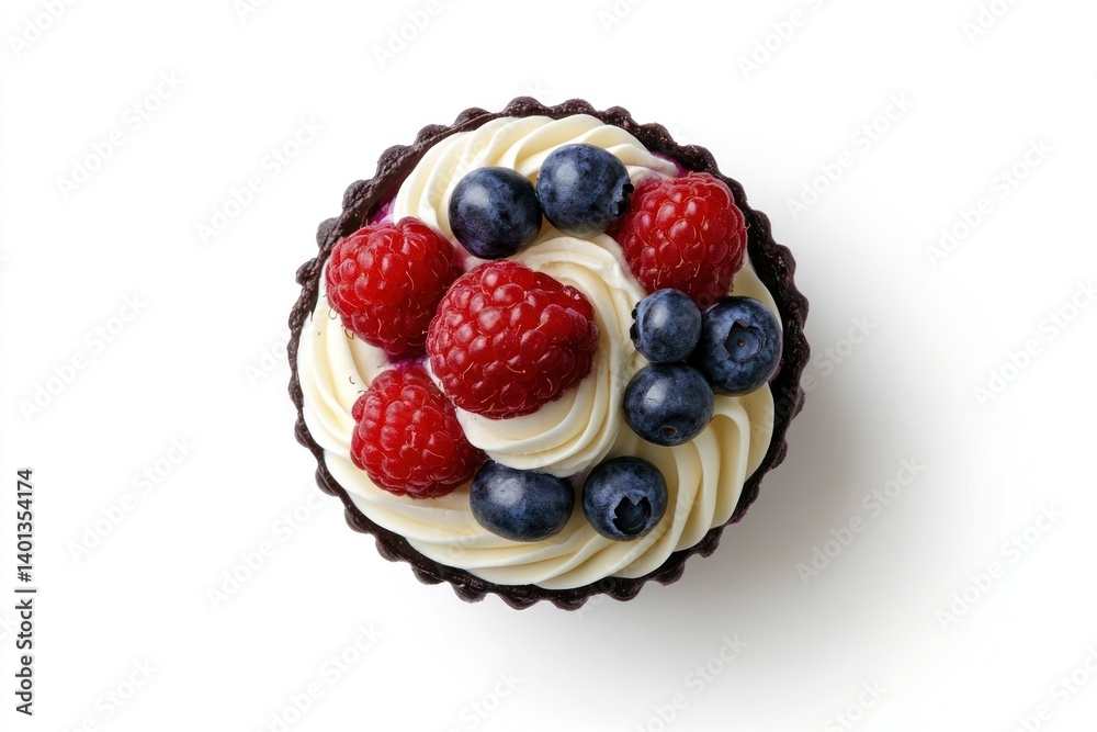 A fresh glass of blueberry milkshake, garnished with berries, isolated on a white background, captured from above. A fresh glass of blueberry milkshake, garnished with berries, isolated on a white background, captured from above.