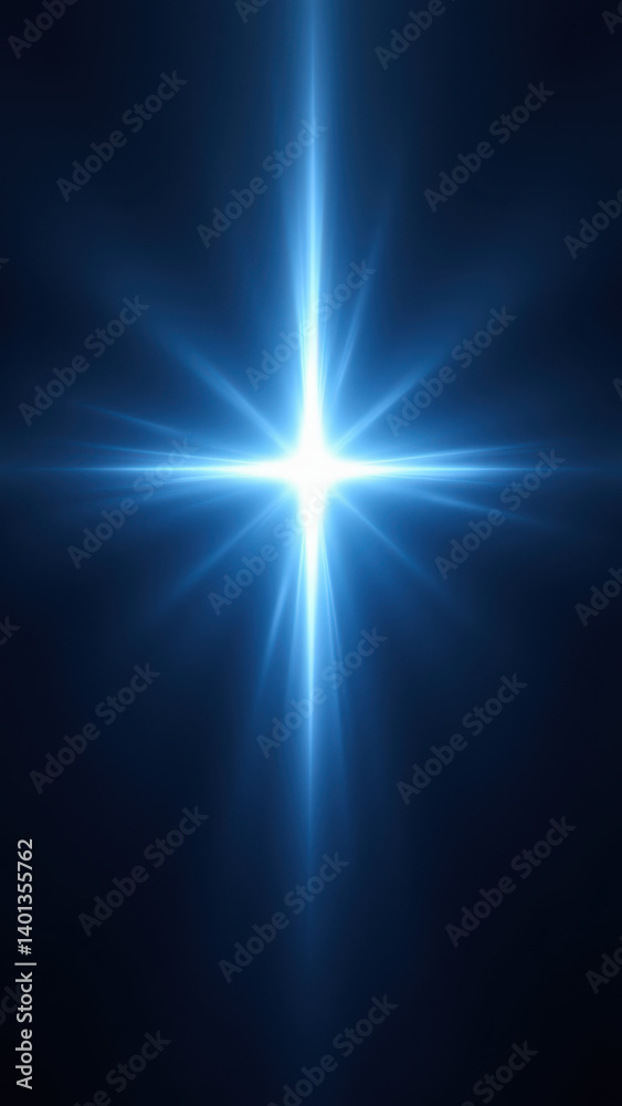Fototapeta premium Image shows a bright white cross illuminated against a dark background with streaks of light.