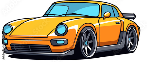 Fast Sports Car with High-performance Tires Design of Sports Car with Racing Exhaust