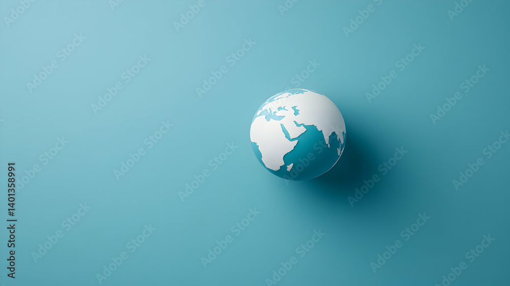 Teal And White Pixelated Globe On Light Blue Background Teal And White Pixelated Globe On Light Blue Background