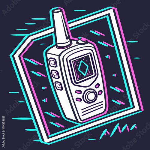 Glitch effect GPS icon with distortion and neon highlights
