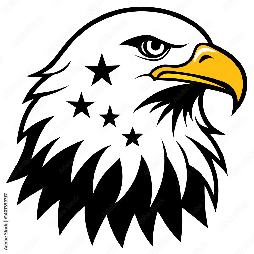 Fototapeta premium american bald eagle with flag