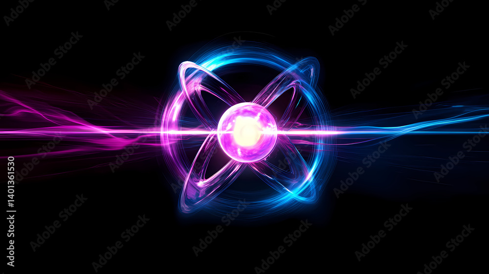 Technology background with plasma energy nuclear fusion technology plasma illustration. Neutron Edge. Illustration