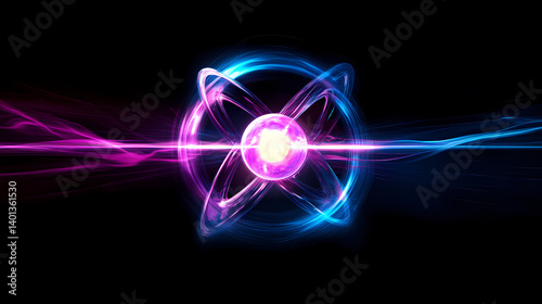 Obraz na płótnie Technology background with plasma energy nuclear fusion technology plasma illustration. Neutron Edge. Illustration w salonie
