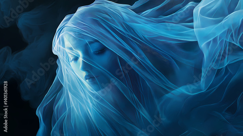 An air of enchantment surrounds the veiled fabric, royal, textured, veil. Luminous Veil. Illustration