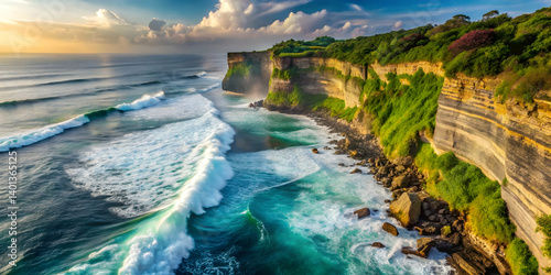 Bali’s Uluwatu waves curling against steep cliffs