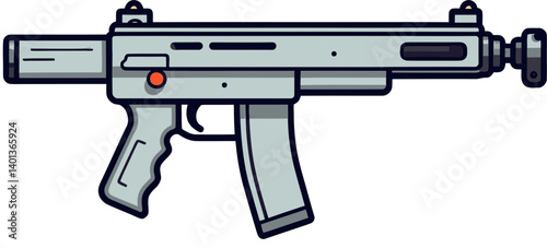 Submachine Gun in Action PNG Black and White Submachine Gun Icon