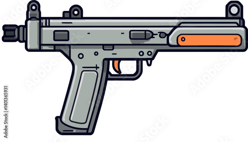 Simple Submachine Gun Outline Image Submachine Gun Illustration in PNG
