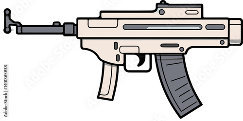 of Submachine Gun with Flashlight Detailed Submachine Gun PNG Illustration