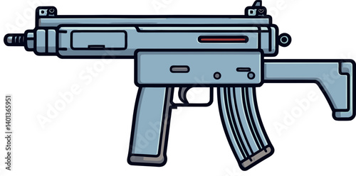 3D Style Submachine Gun Design Submachine Gun in Action PNG