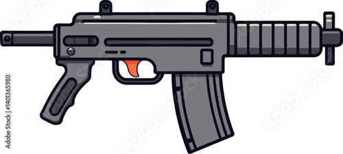 High-Tech Submachine Gun Graphic Submachine Gun Close-Up Design