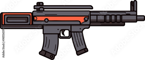 Vintage Submachine Gun Art Submachine Gun with Extended Barrel SVG
