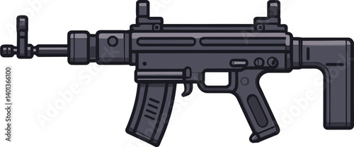 Digital Submachine Gun with Firing Submachine Gun with Red Dot Sight